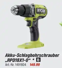toom Baumarkt RYOBI Akku-Schlagbohrschrauber „RPD18X1-0" Angebot