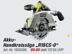 toom Baumarkt RYOBI Akku- Handkreissäge „,R18CS-0" Angebot