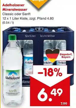 Netto Getränke Discount Adelholzener Mineralwasser Classic oder Sanft Angebot
