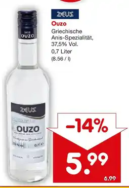 Netto Getränke Discount ZEUS Ouzo Griechische Anis-Spezialität Angebot
