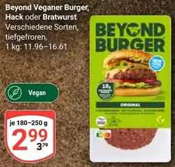 Globus Beyond Veganer Burger, Hack oder Bratwurst Angebot