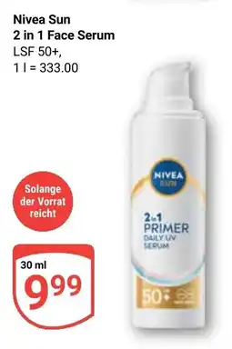 Globus Nivea Sun 2 in 1 Face Serum Angebot
