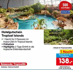 Netto Marken-Discount Hotelgutschein Tropical Islands Angebot