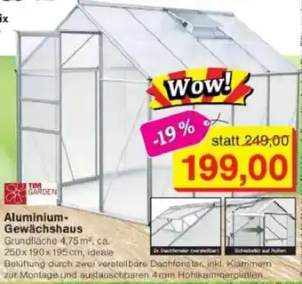 TIM GARDEN Aluminium Gewächshaus Angebot bei Jawoll