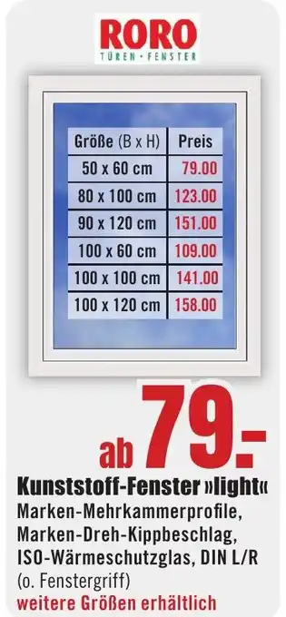 B1 Discount Baumarkt RORO Kunststoff-Fenster light Angebot