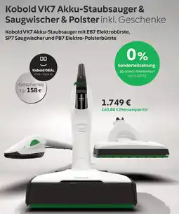 Vorwerk Kobold VK7 Akku-Staubsauger mit EB7 Elektrobürste, SP7 Saugwischer und PB7 Elektro-Polsterbürste Angebot