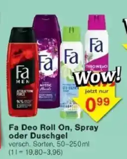 Jawoll Fa Deo Roll On, Spray oder Duschgel Angebot