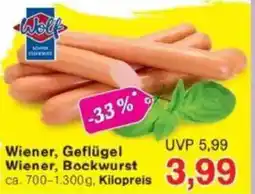 Jawoll Wolf Wiener, Geflügel Wiener, Bockwurst Angebot