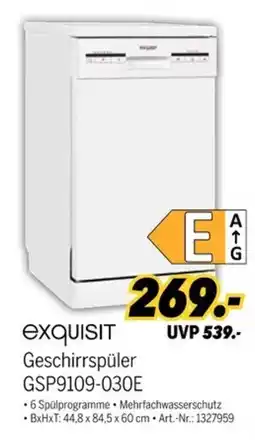 MEDIMAX Exquisit Geschirrspüler GSP9109-030E Angebot