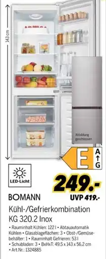 MEDIMAX BOMANN Kühl-/Gefrierkombination KG 320.2 Inox Angebot