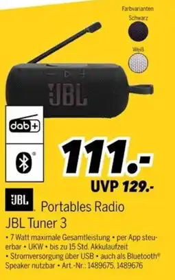 MEDIMAX JBL Portables Radio Tuner 3 Angebot