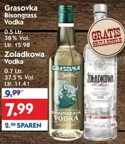 Hol'ab Getränkemarkt Grasovka Bisongrass Vodka oder Zoladkowa Vodka Angebot