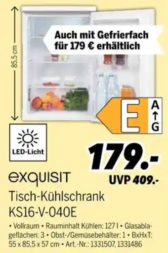 MEDIMAX exquisit Tisch-Kühlschrank KS16-V-040E Angebot