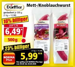 Norma Dörffler Mett-/Knoblauchwurst Angebot