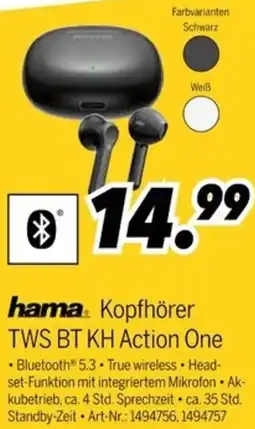MEDIMAX hama Kopfhörer TWS BT KH Action One Angebot