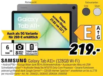 MEDIMAX SAMSUNG Galaxy Tab A11+ (128GB Wi-Fi) Angebot