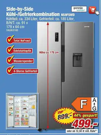 Poco Gorenja Side-by-side Kühl Gefrierkombination Angebot