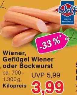 Wiglo Wunderland Wiener, Geflügel Wiener oder Bockwurst Angebot