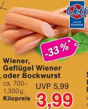 Wiglo Wunderland Wiener, Geflügel Wiener oder Bockwurst Angebot