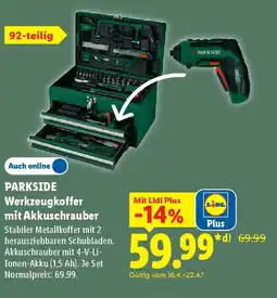 Lidl PARKSIDE Werkzeugkoffer mit Akkuschrauber Angebot