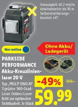 Lidl PARKSIDE PERFORMANCE Akku-Kreuzlinienlaser 20 V Angebot