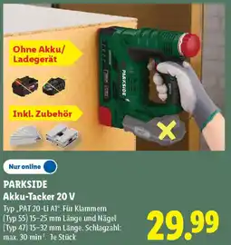 Lidl PARKSIDE Akku-Tacker 20 V Angebot