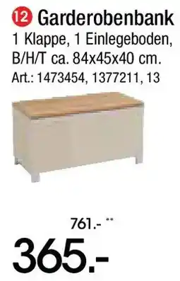 Zurbrüggen Garderobenbank Angebot