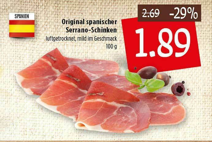 Original Spanischer Serrano Schinken Angebot bei Kupsch