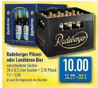 diska Radeberger Pilsner Oder Landskron Bier Angebot