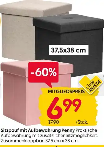 Rusta Sitzpouf mit aufbewahrung penny Angebot