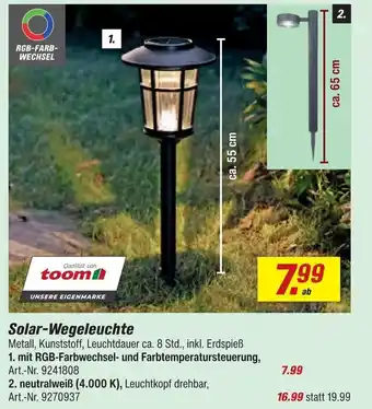 toom Baumarkt Solar-wegeleuchte mit rgb-farbwechsel Angebot