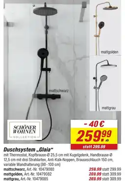 toom Baumarkt Schöner wohnen duschsystem glaia Angebot