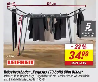 toom Baumarkt Leifheit wäscheständer pegasus 150 solid slim black Angebot