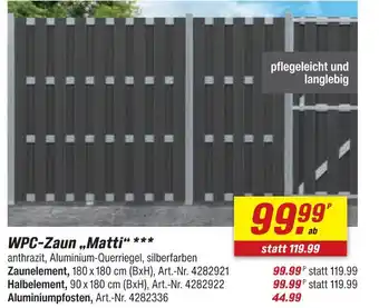 toom Baumarkt Wpc-zaun 'matti' zaunelement Angebot