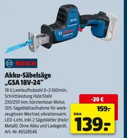 Hagebau Bosch akku-säbelsäge „gsa 18v-24“ Angebot