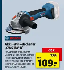 Hagebau Akku-winkelscheifer „gws 18v-8“ Angebot
