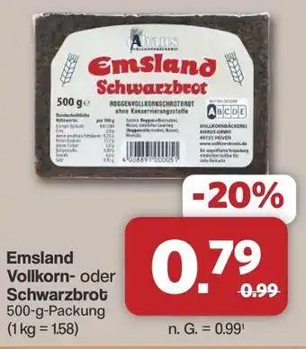 Famila Nord West Emsland Vollkorn oder Schwarzbrot Angebot