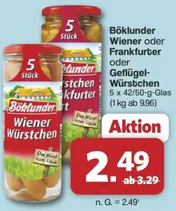 Famila Nord West Böklunder Wiener oder Frankfurter oder Geflügel Würstchen Angebot