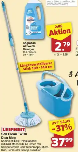 Famila Nord West Leifheit set clean twist disc mop Angebot