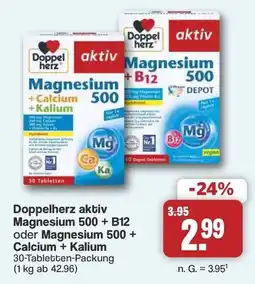 Famila Nord West Doppelherz aktiv Magnesium 500 + B12 oder Magnesium 500 + Calcium + Kalium Angebot