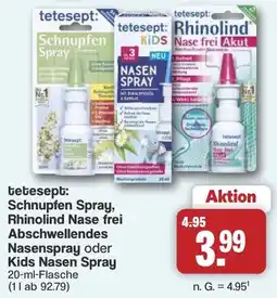 Famila Nord West tetesept: Schnupfen Spray, Rhinolind Nase frei Abschwellendes Nasenspray oder Kids Nasen Spray Angebot