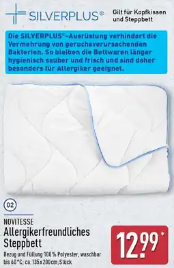Aldi Nord NOVITESSE Allergikerfreundliches Steppbett Angebot