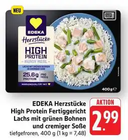 Edeka EDEKA Herzstücke High Protein Fertiggericht Lachs mit grünen Bohnen und cremiger Soße Angebot