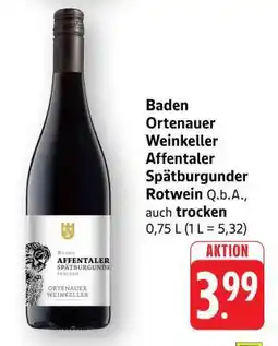 Edeka Baden Ortenauer Weinkeller Affentaler Spätburgunder Rotwein Angebot