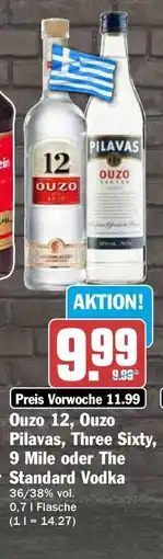 HIT Ouzo 12, Ouzo Pilavas, Three Sixty, 9 Mile oder The Standard Vodka Angebot