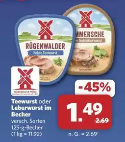 Combi Teewurst oder Leberwurst im Becher Angebot