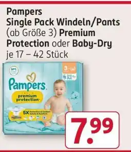Rossmann Pampers Single Pack Windeln/Pants (ab Größe 3) Premium Protection oder Baby-Dry Angebot