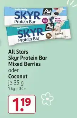 Rossmann All Stars Skyr Protein Bar Mixed Berries oder Coconut Angebot