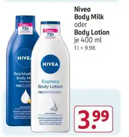 Rossmann Nivea Body Milk oder Body Lotion Angebot