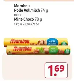 Rossmann Marabou Rolle Vollmilch 74 g oder Mint-Choco 78 g Angebot